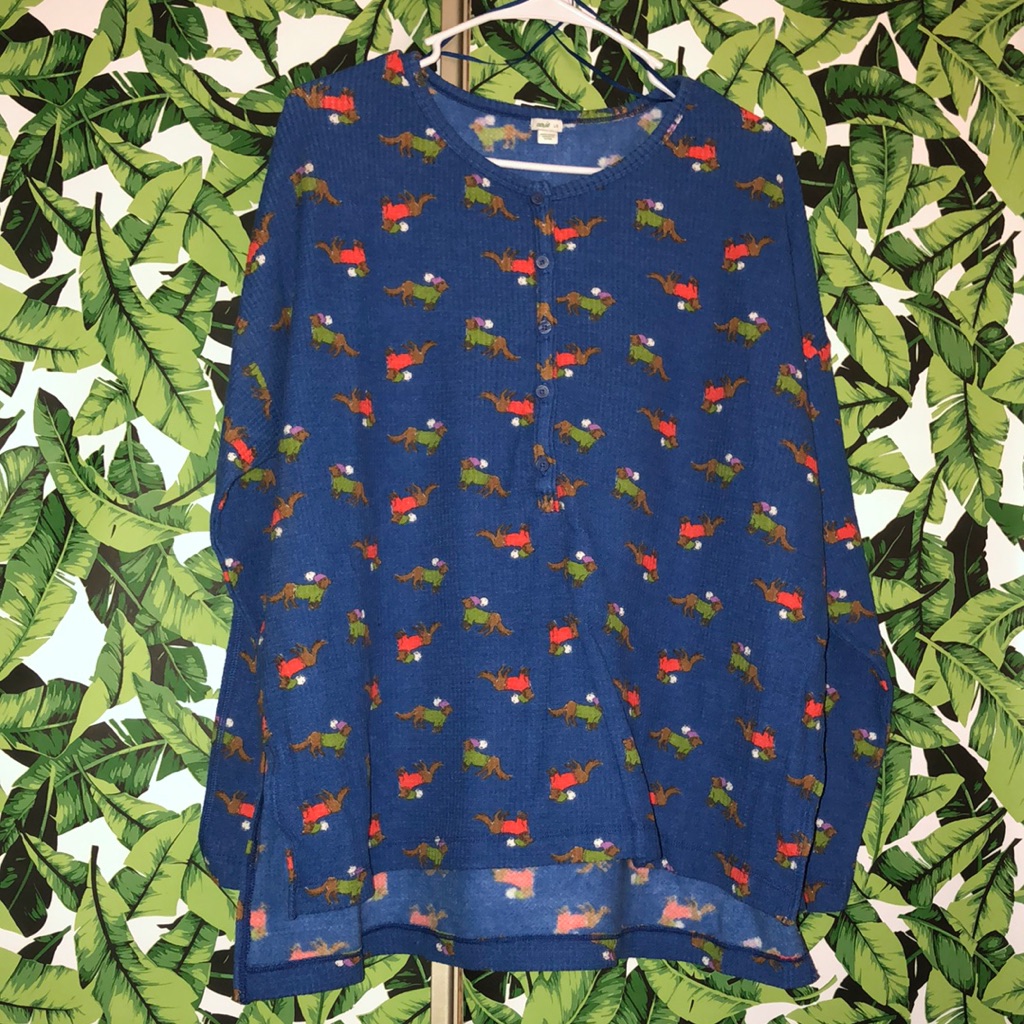 Pajamas Long Sleeve Shirt With Wiener Dogs Printed